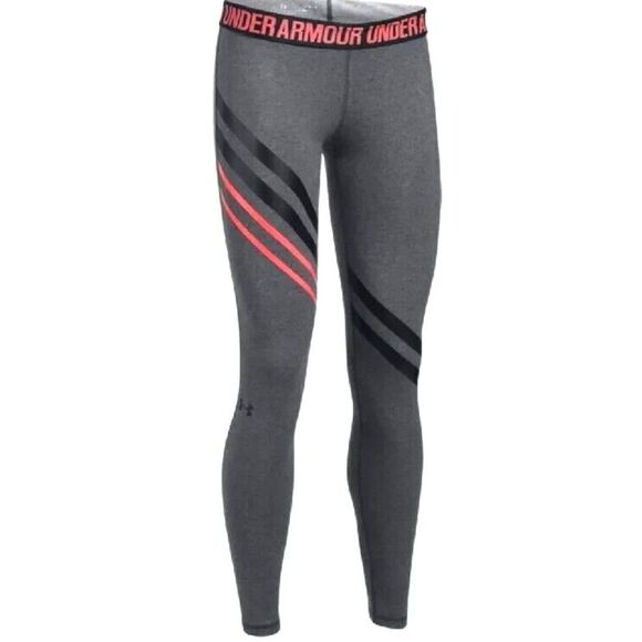 Under Armour Women's Sz Small Favourite Engineered  Leggings Gray Black Coral - Picture 7 of 11